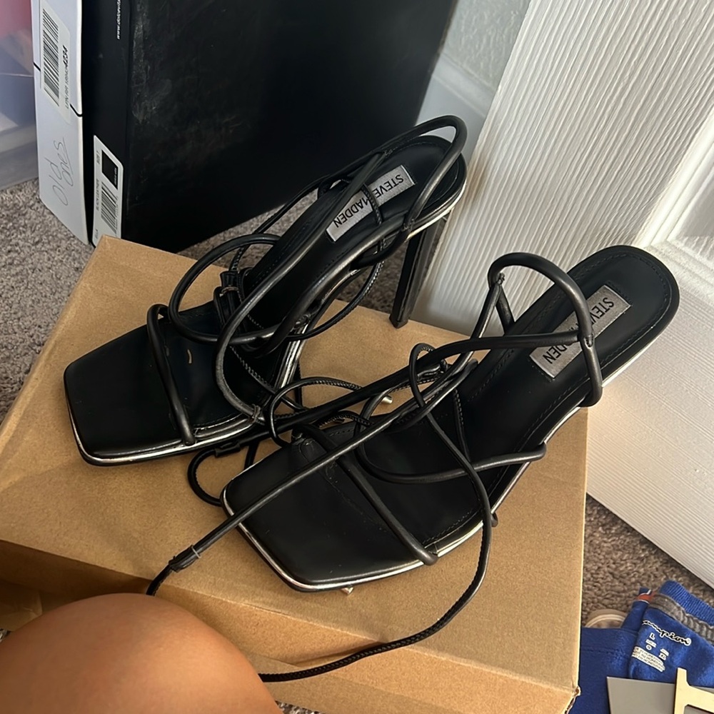 Steve Madden black strap heels